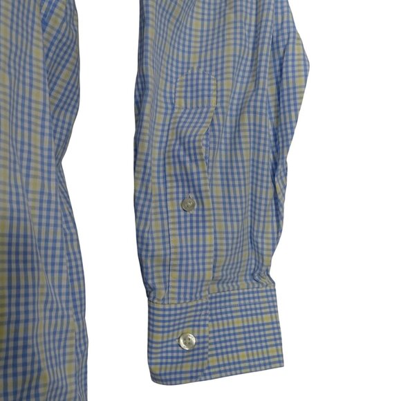Vineyard Vines Whale Shirt Blue Yellow Plaid Men Size L Long Sleeve Logo - Picture 4 of 11